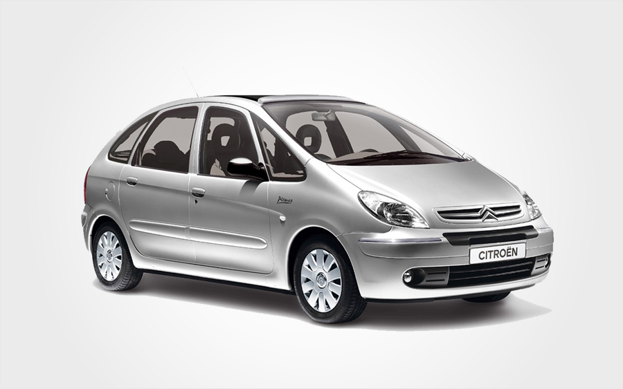 Silver Citroen Picasso. Reserve a Citroen Picasso station wagon from Europeo Cars Rentals in Crete