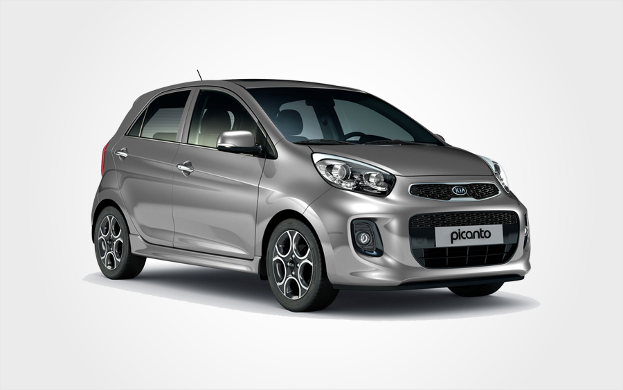 Grey Kia Picanto by Europeo Cars rentals. Low cost Group B small car available to reserve in Crete.