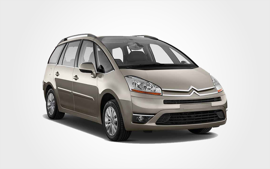 Citroen C4 Picasso in brown. Reserve an economy price Citroen MiniBus in Crete from Europeo Cars.