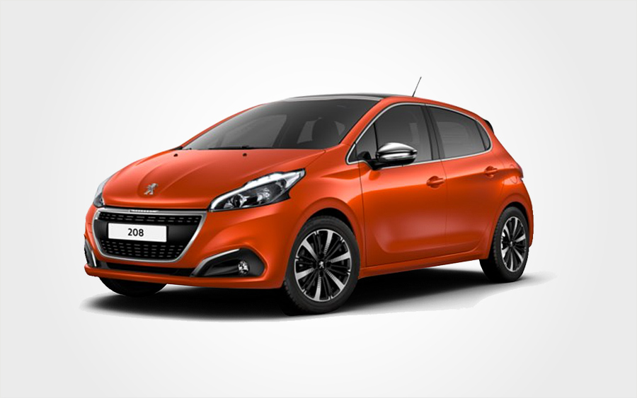 Peugeot 208 with air conditioning. Rent an economy car in Crete for a low price.